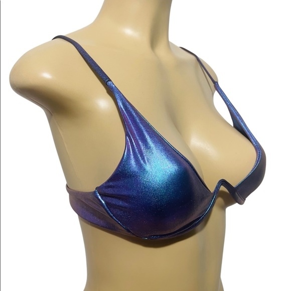 🦋M Blue/Purple Holographic Metallic Bikini Top 🦋 - Picture 6 of 13